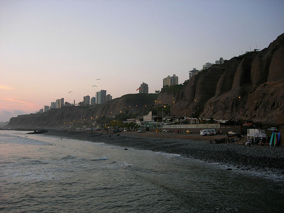 Lima's impressive skyline as seen from La Rosa Nautica restaurant pier