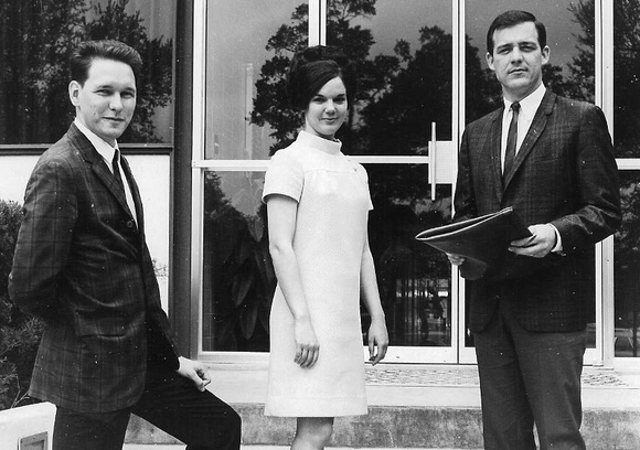 William S. Banowsky (right) with student leaders, David Ramsey and Fairba Russell Cade at Southeastern Louisiana State University, Hammond, LA
